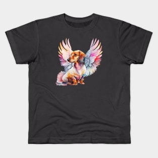 Watercolor Dachshund Angel 3 Kids T-Shirt